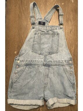 Gap Teen Light Blue Denim Short Overall 90s 18/20 3XL Preppy Beach Coastal PLUS